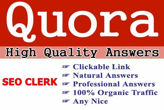 20 Answers Backlinks PR 9 Quora with your Keyword and...