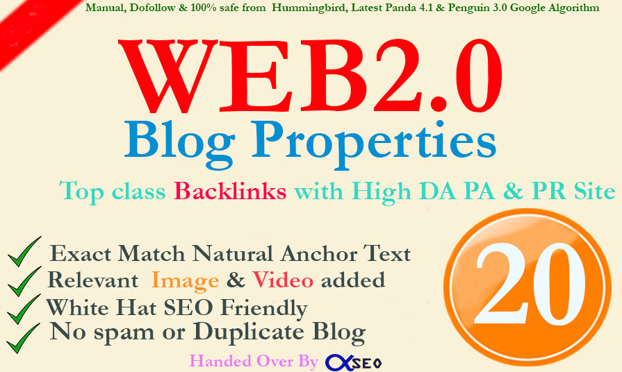 DO Build 70+ DA Super 20 Web2.0 Blog Propertise to Boost your Ranking