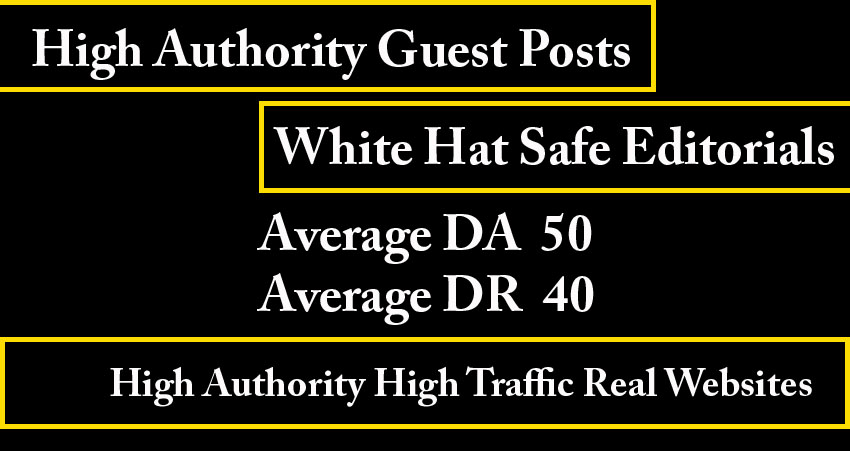 10 high authority guest posts- Average DA 50, Average DR 40 - White hat seo