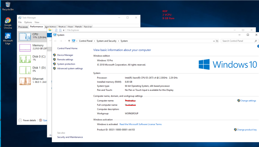 Windows RDP VPS 8GB Ram 30GB SSD 4vCPU 