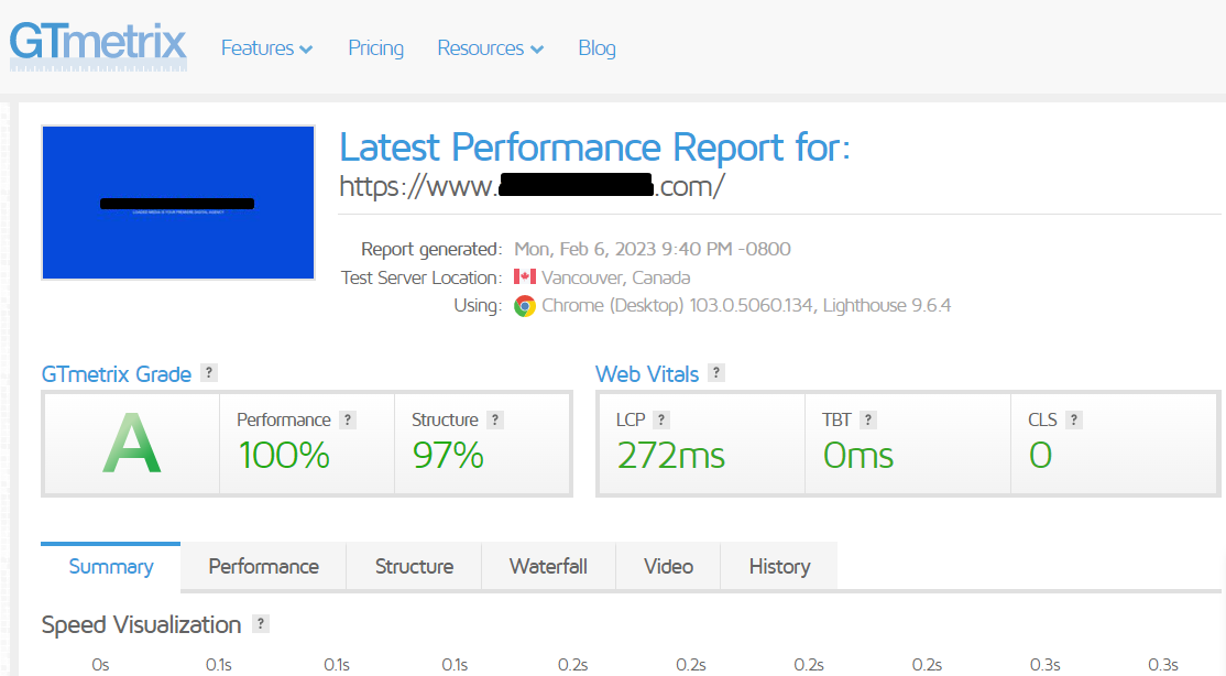 WordPress Website Page Speed Optimization on GTmetrix
