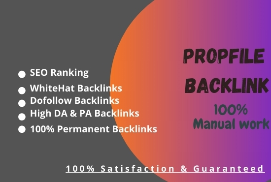 I will do 100 manual high domain authority SEO profile backlinks