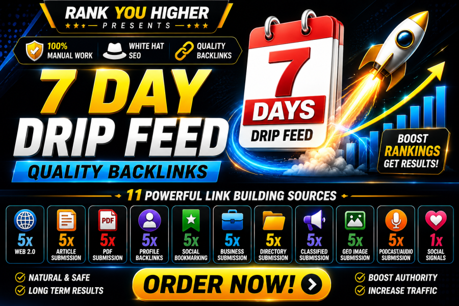 7 Day Drip Feed All in One SEO Package High Quality Backlinks