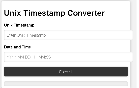 Unix Timestamp Converter Tool simple HTML Code