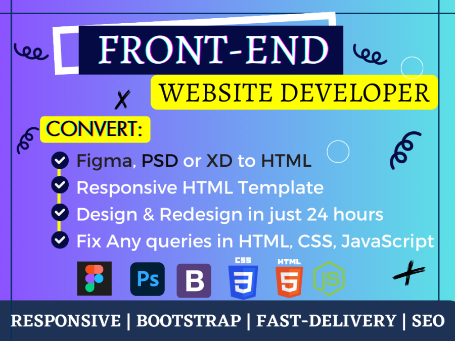 I will make website design and website development in HTML/CSS in 1 day for business website 