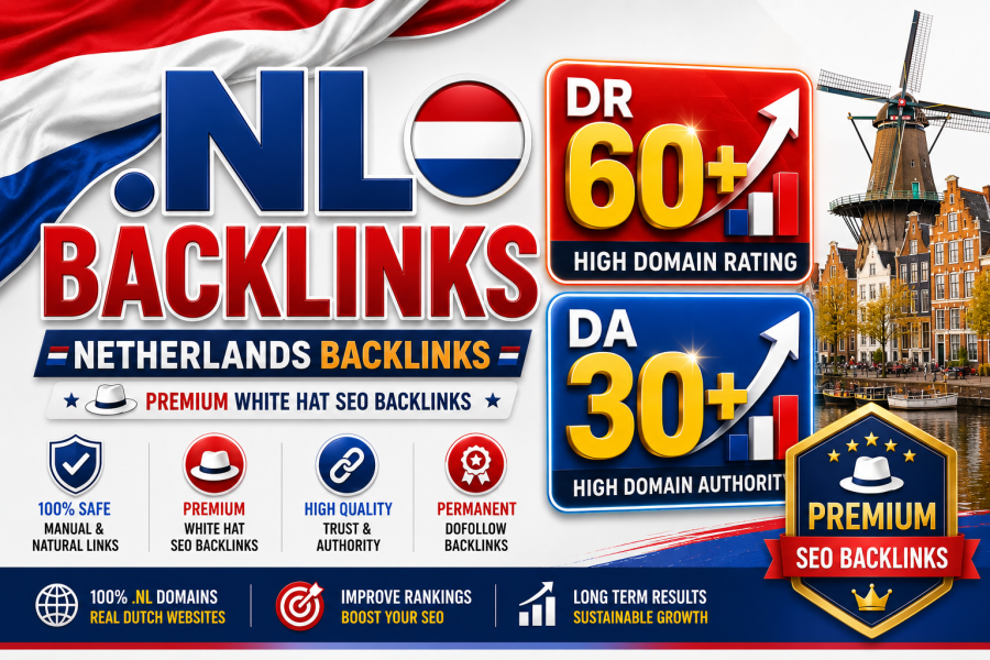 100 High Quality .NL Netherland DR 60+ and DA 30+ Dofollow Contextual Backlinks
