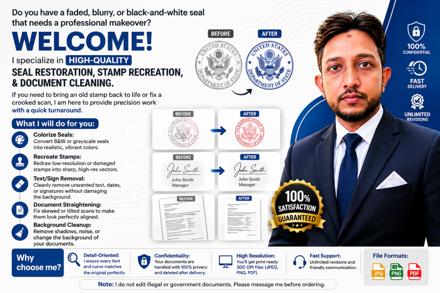 Professional seal restoration, stamp recreation & document fixing with accuracy