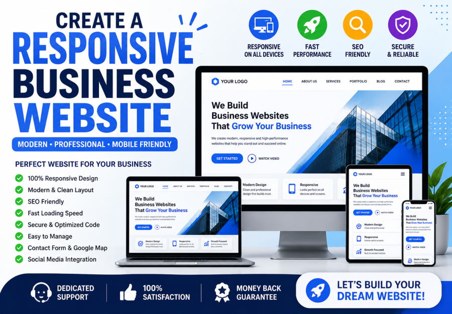 I Will Create a Modern Responsive Business Website That Converts