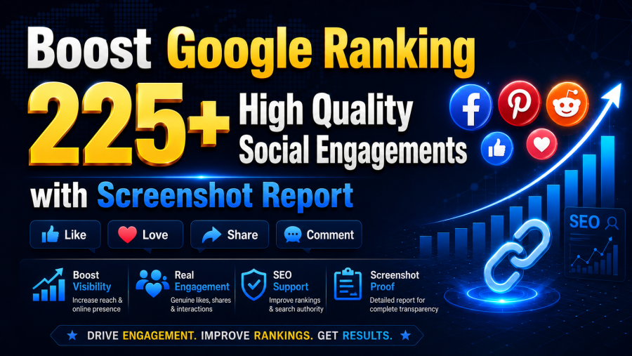 Boost Google Ranking: 225+ High Quality Social Engagements with Screenshot Report