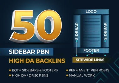 Permanent High DA 50 Sidebar and Footer Links on the Homepage - A Lifetime Investment