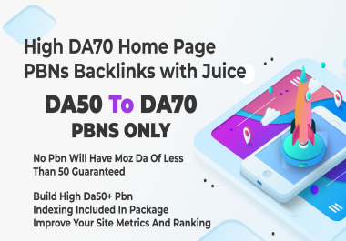 100 DA51+ To DA70 Home Page Aged PBNs Backlinks - Improve Site Metrics & Ranking