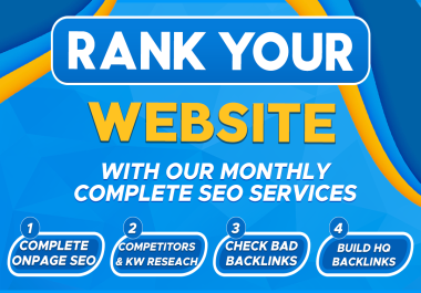 Will Do Monthly Complete SEO service for google Top rankings ON-page,  Off-Page,  Backlinks etc ALL
