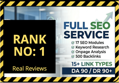 Full Seo Service that Push Ranks. 17 Seo Modules. DA 90 Backlinks