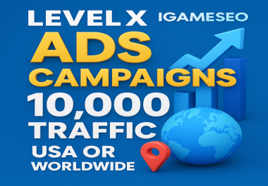 SEO Ads Campaigns 10,000 PPC GA Traffic Target Country USA Or Worldwide Countries Website 1 Keyword