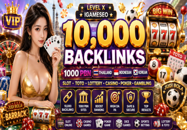 10000 Backlinks 1000 PBN Thailand Indonesian Korean Slot Toto Lottery Casino Poker Gambling Websites