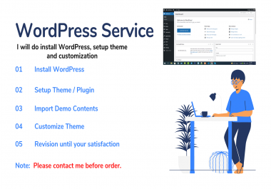 I will do install WordPress,  setup theme,  do edit/ customization
