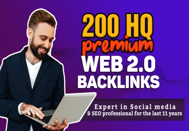 200 premium web 2.0 backlinks Da 30 to 70 all links accepted