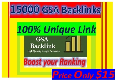 Create 15000+ Unique GSA Backlinks for your website ranking help