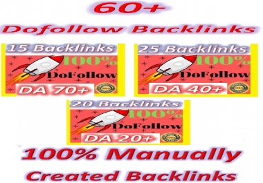 Manually Create High DA & Good PR 60 Do-follow Backlinks contextual and profiles backlinks