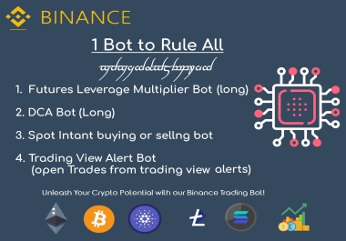 binance 4 in 1 bot,  Futures leverage,  spot,  DCA & Trading View Alert Bot