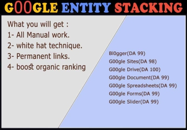I will create google entity stacking permanent backlinks to boost ranking