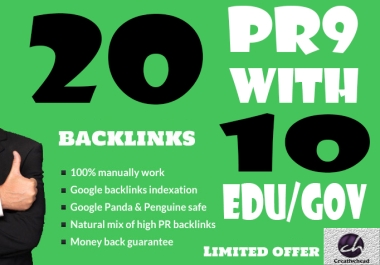 20 PR9 Backlinks and 10. Edu/. Gov Backlinks only