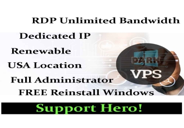 Renewable Windows VPS/RDP - USA - 4 CPU 8GB RAM 200GB SSD - Unlimited Bandwidth