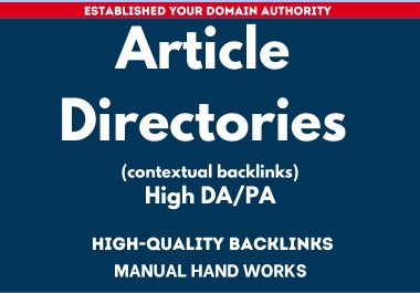 Create 300 Article directories contextual backlinks That Rank Fast with Low Competition