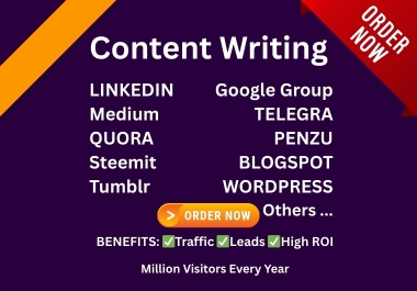 Write Publish Manual 20X content writing on any Tumblr Linkedin Quora
