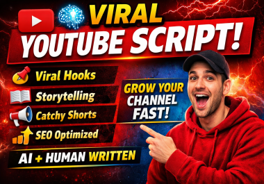 I will create AI-powered+human-edited YouTube scripts that are engaging,  emotional,  and optimized