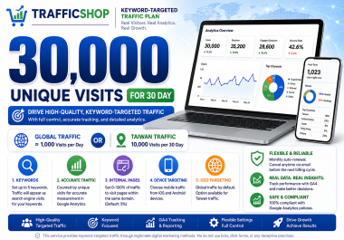 Drive 30,000 High Quality Keyword Targeted Website Traffic Affiliate Commission20