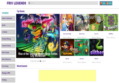 The source code of the mini game website on the browser is the same as the frivlegend SEO standard w