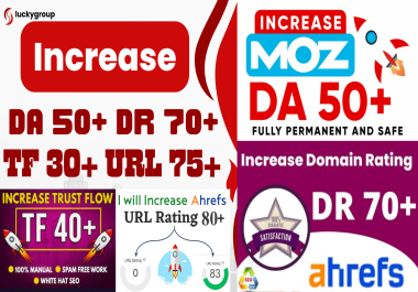 I will Increase DA 30+ DR 50+ To 70 And URL 75+ to 80 TF 30+ All in One Offer