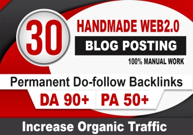 30 Handmade web2, 0 buffer blog posting with unique content image and Permanent Dofollow Backlinks