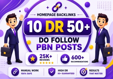 Do 10 Manual HIGH DR 50 Plus Homepage PBN Backlinks