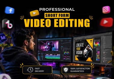 You will get Professional Video Editor YouTube Video Editing,  TikTok,  Instagram Shorts