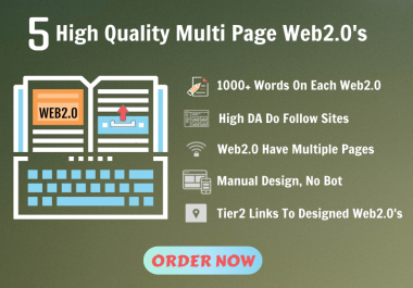 5 High Quality Permanent Contextual Web20 Multi Page White Hat SEO Link Building