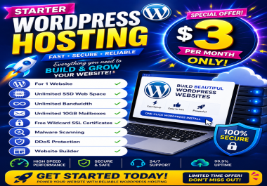 Starter WordPress Hosting 1 Website Free SSL Unlimited SSD & Bandwidth