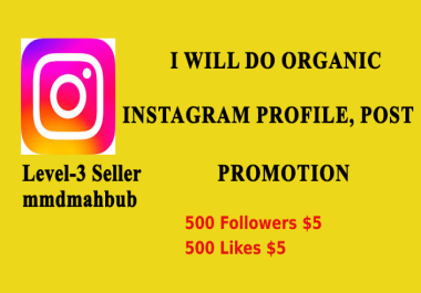 I will do organic social media profile,  post promotion dialy