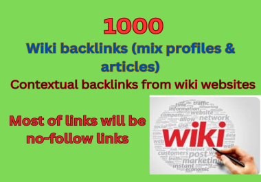 1000 Wiki backlinks Contextual backlinks from wiki websites