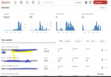Write,  Publish and get Quora backlink from answer 250words with your keyword