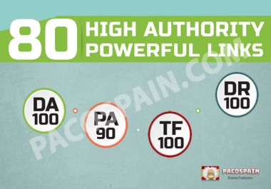 Buy 80 HIGH AUTHORITY Powerful Backlinks DA100