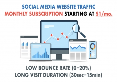 UNLIMITED SOCIAL MEDIA Traffic with Low Bounce rate and Long Visit Duration