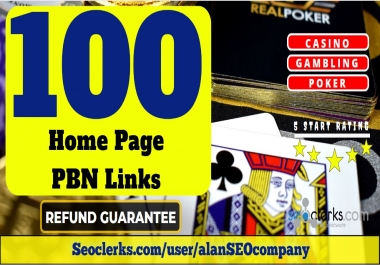 100 Casino, Poker, Gambling DA & DR 65+ Permanent PBN Links