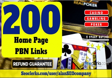 200 Casino,  Poker,  Gambling DA 65+ Permanent PBN Links
