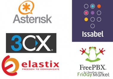 I will install and configure asterisk freepbx 3cx issabel pbx