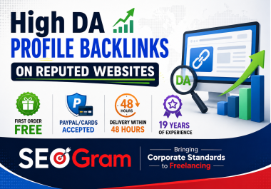 First Order Free - Delivery Within 48 Hrs - PayPal Accepted - DA40-100 Profile Backlinks on Top Site