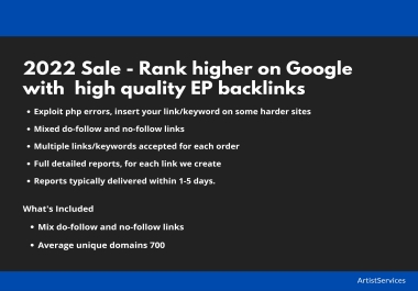 Rank higher on Google - with high quality ep backlinks