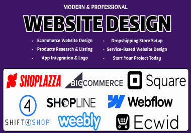 I will do shopline webflow shift4shop weebly website design square online store