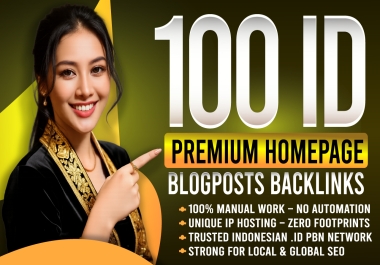 100 Premium. ID Homepage PBN BlogPosts - High-Authority Indonesian Backlink
